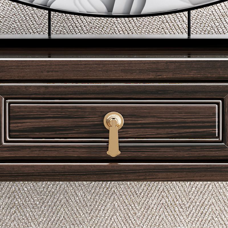 Rectangle Contemporary Console Table Brown Stone Console Sofa Table with 1 Drawer