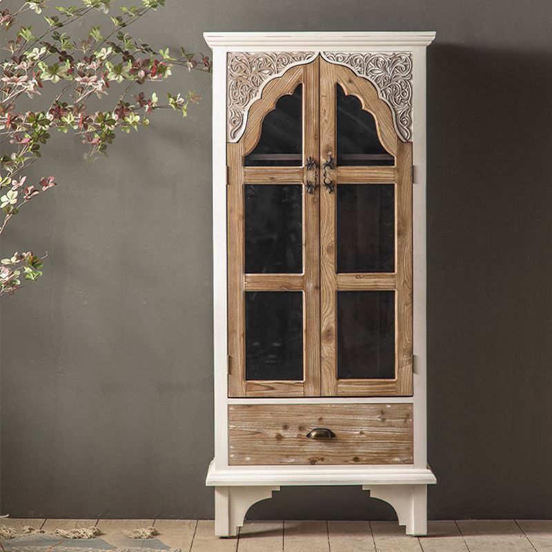 Industrial Wood Accent Cabinet Distressed Finish Fretwork Accent Cabinet Clearhalo 'Cabinets & Chests' 'cabinets_chests' 'furn' 'furn_cabinets_chests' 'Furniture' 'Living Room Furniture' 1200x1200_2ebbba55-404d-445f-83ca-f4525f9ff04a