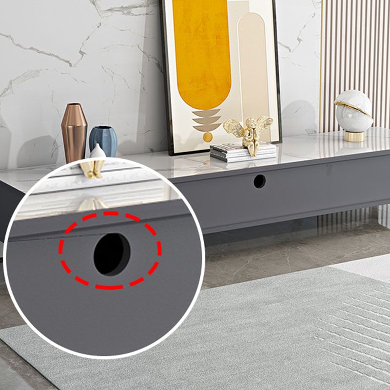 Console TV moderna lucida, supporto TV in legno bianco/nero con 2 ripiani