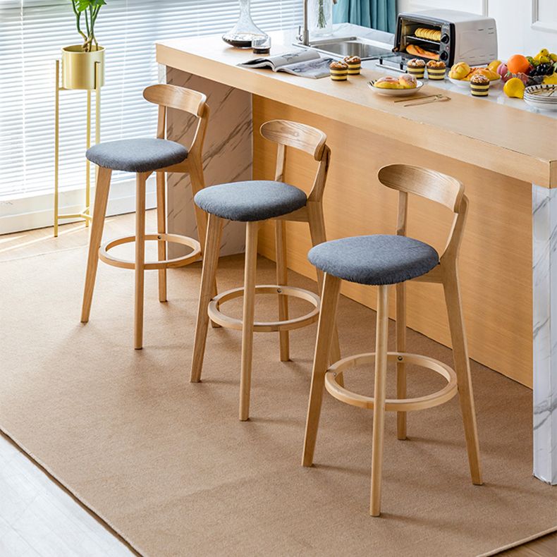 Scandinavian Rubberwood Low Back Barstool Milk Tea Shop Upholstered Stool Clearhalo 'Bar Furniture' 'Bar Stools' 'bar_stools' 'furn' 'furn_bar_stools' 'Furniture' 'Kitchen & Dining Furniture' 1200x1200_2ebd5603-b957-41a7-ad18-7503768c56ff