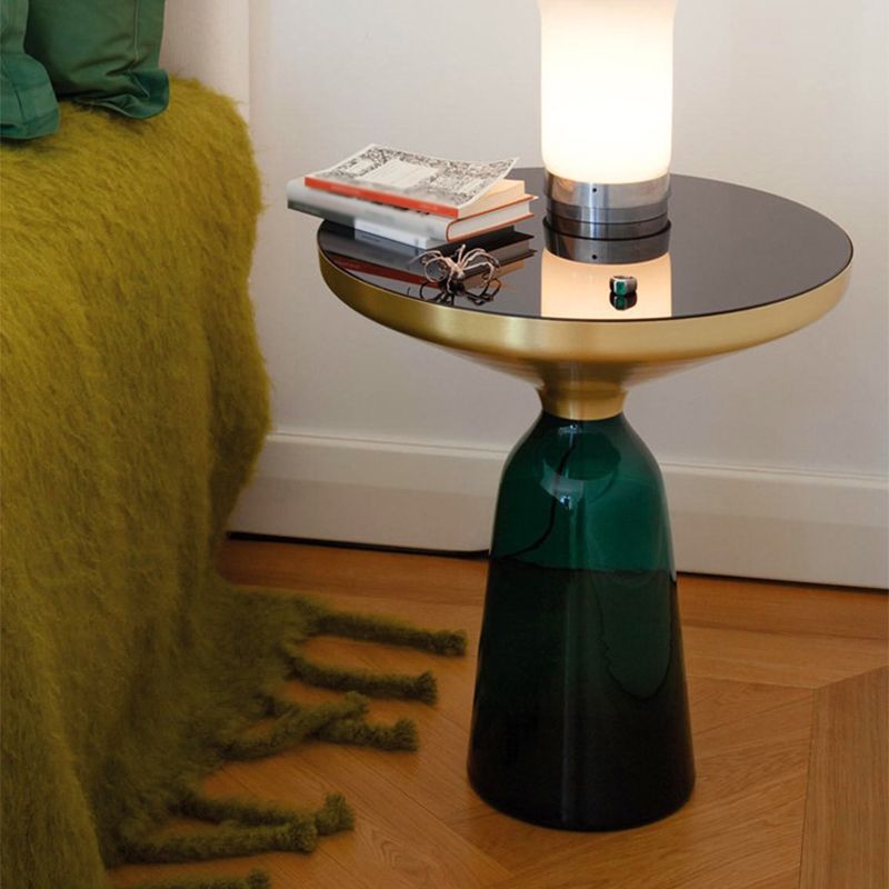 Contemporary Grey/Blue/Yellow/green/Purple Tempered Glass Round End Table Clearhalo 'Coffee & Accent Tables' 'End & Side Tables' 'end_side_table' 'end_side_tables' 'furn' 'furn_end_side_tables' 'Furniture' 'furniture_end_side_table' 'Living Room Furniture' 1200x1200_2ebe083e-20e4-4988-bc1f-309211eacc92