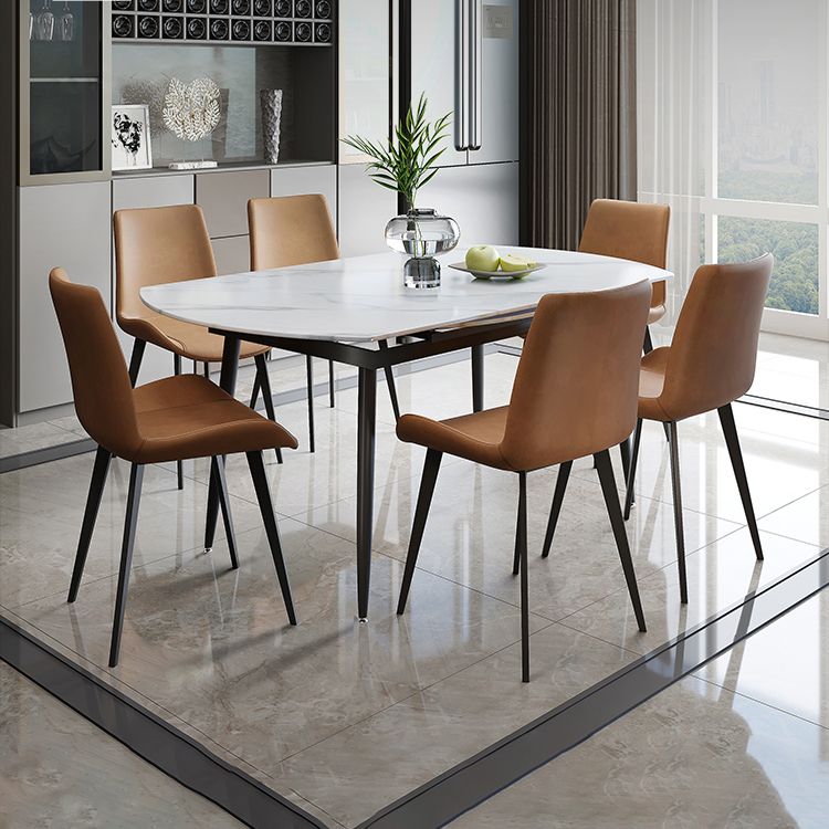 Contemporary Style Round Dining Table Set 1/4/6/7 Pieces Sintered Stone Dining Set Clearhalo 'Dining Room Sets' 'Dining Tables & Seating' 'dining_room_set' 'furn' 'furn_dining_room_set' 'Furniture' 'Kitchen & Dining Furniture' 1200x1200_2ec0f6f3-b246-42b0-8f10-190712b51098