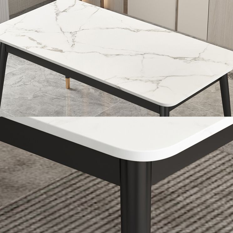 Modern Sintered Stone White Dining Table Set Standard Height Black Legs Dining Set for Home Use Clearhalo 'Dining Room Sets' 'Dining Tables & Seating' 'dining_room_set' 'Furniture' 'furniture_dining_room_set' 'Kitchen & Dining Furniture' 'kitchen&dining_furn' 'kitchen' 1200x1200_2ec199d7-ef6e-4df7-afbd-d33bd20b65e4