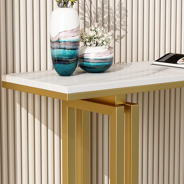 Tavolo accento console rettangolare glam tavolo da divano console di finitura antica in pietra