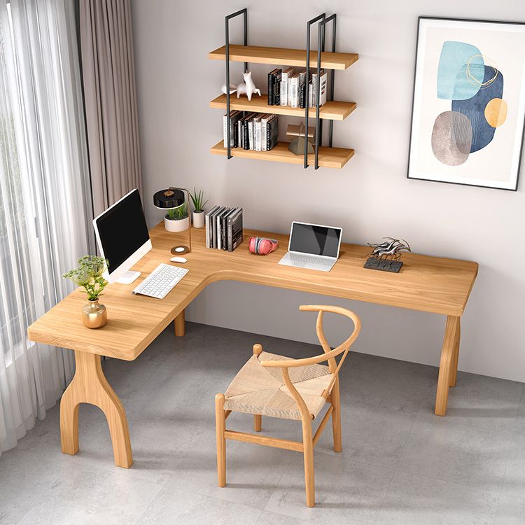 L-Shape Home Writing Desk Modern Style Pine Solid Wood Office Desk Clearhalo 'furn' 'furn_office_desk' 'Furniture' 'furniture_office_desk' 'Office Desks' 'Office Furniture' 'office_desk' 1200x1200_2ec60922-dd16-47e4-9ad6-e7baeead7356
