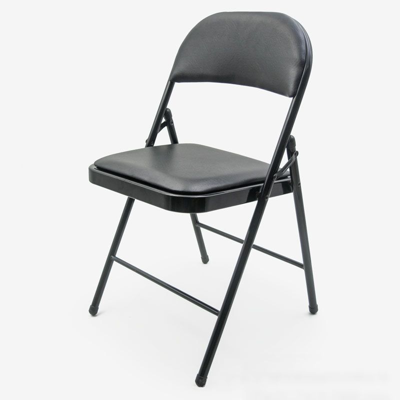 Zeitgenössischer Black Metal -Rahmenstuhl Armless Faux Leder Conference Stuhl