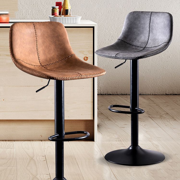 Modern Rotatable Backrest Counter Stool Steel Study Bar Stool with Leather Cushion Clearhalo 'Bar Furniture' 'Bar Stools' 'bar_stools' 'furn' 'furn_bar_stools' 'furniture_bar_stools' 'Kitchen & Dining Furniture' 'kitchen&dining_furn' 'kitchen' 'kitchen_furn' Furniture' 1200x1200_2ec82259-b0e2-473d-80f2-f5d09b0d67cc