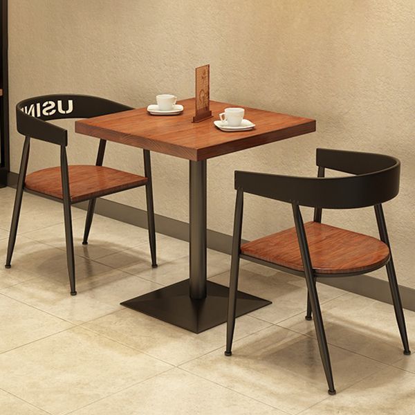 金属製の台座付きレストランダイニングテーブル用工業用パインウッドテーブル