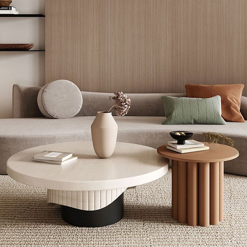 Noordse houten voetstuk salontafel macaroon ronde nestelende salontafel