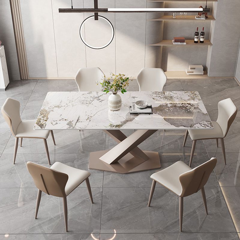 Modern 1/2/5/7/9 Pieces Silver Dinette Set with Sintered Stone Rectangle Dining Table Set Clearhalo 'Dining Room Sets' 'Dining Tables & Seating' 'dining_room_set' 'furn' 'furn_dining_room_set' 'Furniture' 'furniture_dining_room_set' 'Kitchen & Dining Furniture' 1200x1200_2ec9791e-0de9-4c4b-b0e1-86c18b2cac3f