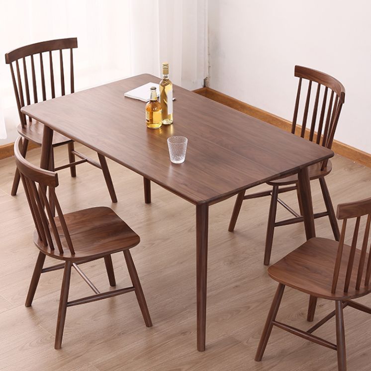 茶色のソリッドウッドダイニングセット1/4/5ピース木製の椅子付きモダンなディネットセット