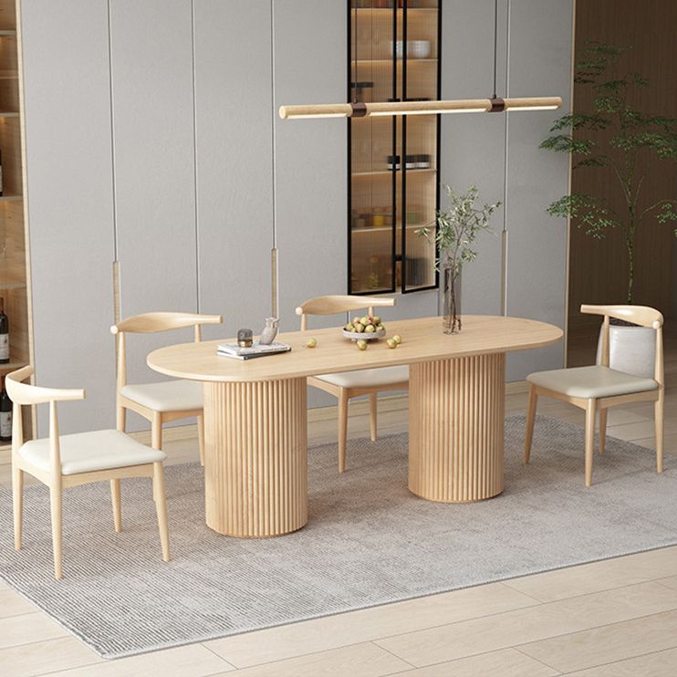 Contemporary Style Dining Oval Table Dining Wooden Table for Restaurant with Wood Legs Clearhalo 'Dining Tables & Seating' 'Dining Tables' 'dining_table' 'furn' 'furn_dining_table' 'Furniture' 'furniture_dining_table' 'Kitchen & Dining Furniture' 1200x1200_2ecbec14-b185-4ca7-9222-8574ac54375e