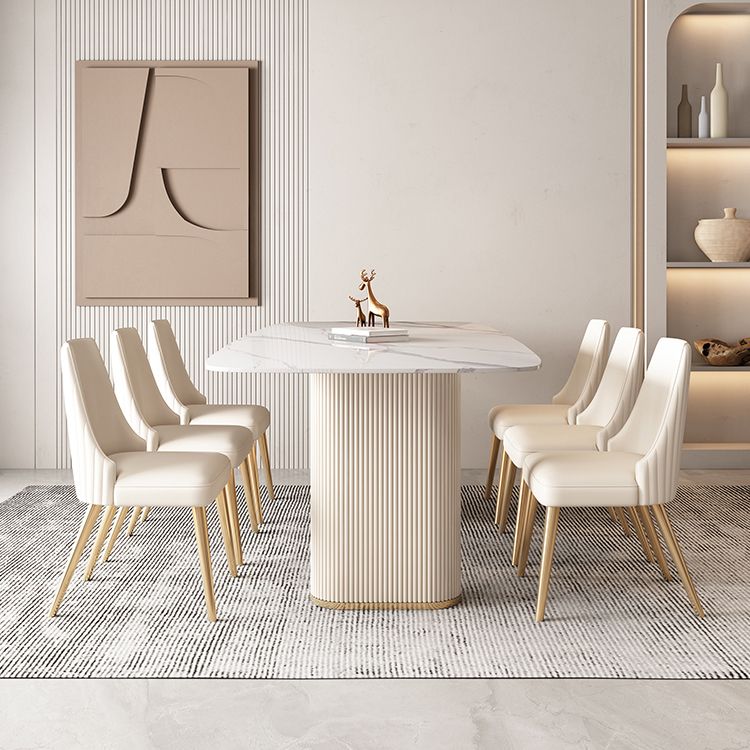 Nordic 1/4/5/7 Pieces Dining Set Rectangle Stone Table and White Chairs Dining Set Clearhalo 'Dining Room Sets' 'Dining Tables & Seating' 'dining_room_set' 'furn' 'furn_dining_room_set' 'Furniture' 'furniture_dining_room_set' 'Kitchen & Dining Furniture' 'kitchen&dining_furn' 'kitchen' 1200x1200_2ecc2685-badb-4e92-9cf2-1545d66f976f