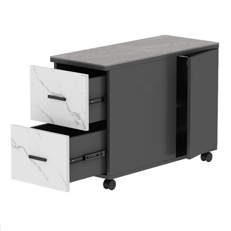 Tavolo accento laterale del divano rettangolare moderno con top in pietra e cassetti