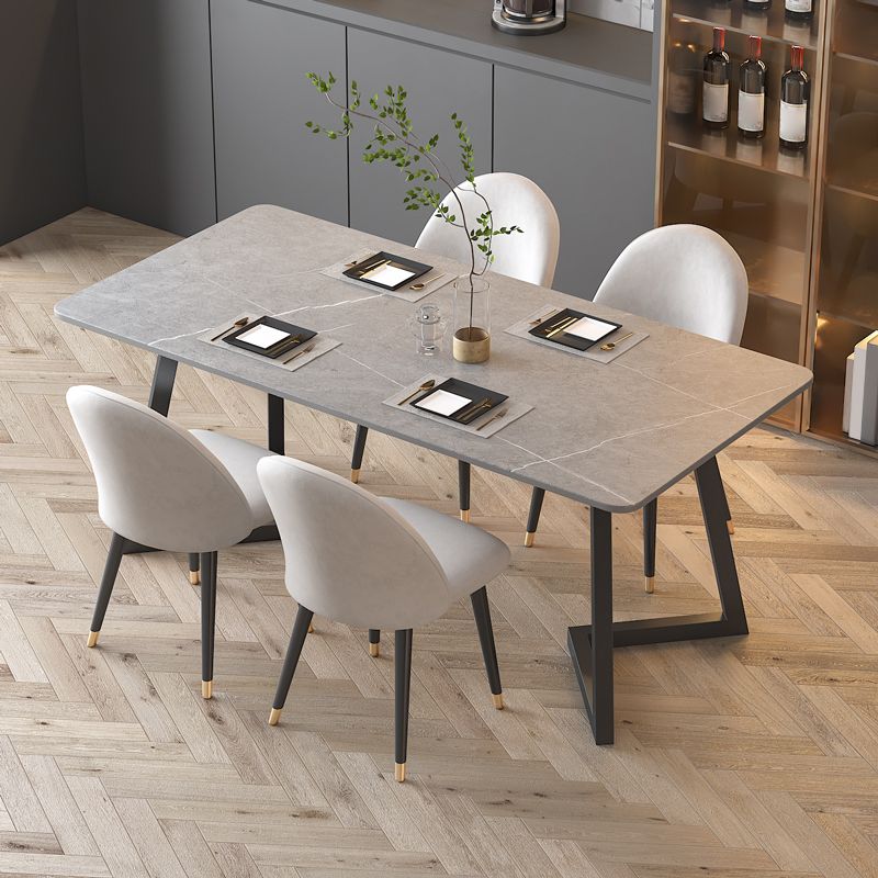 Sintered Stone Dining Table Modern Dining Table with Black Frame Clearhalo ' dining_table' 'Dining Tables & Seating' 'Dining Tables' 'furn' 'furn_dining_table' 'Furniture' 'furniture_dining_table' 'Kitchen & Dining Furniture' 'kitchen&dining_furn' 'kitchen' 'kitchen_dining_table' 1200x1200_2ed01ee6-b46f-4d61-85e7-aeb37f9febe1