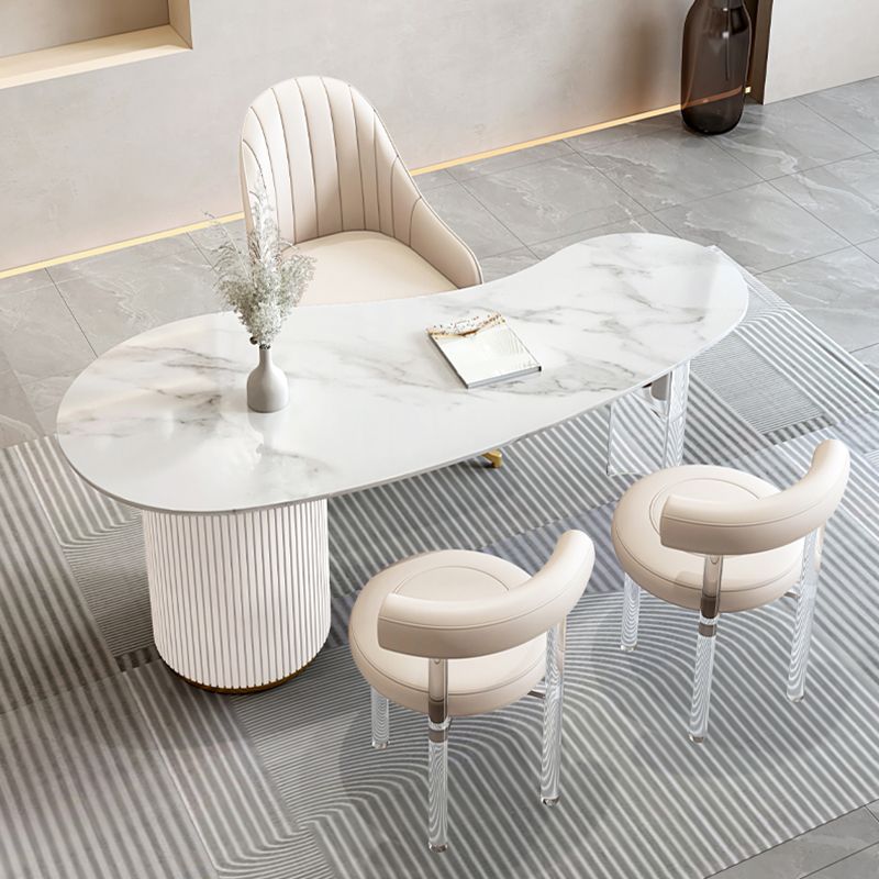 Glam Stone Writing Desk Acrylic Pedestal Office Desk with 3 Drawers Clearhalo 'furn' 'furn_office_desk' 'Furniture' 'Office Desks' 'Office Furniture' 'office_desk' 1200x1200_2ed033ed-998a-4dd4-9335-26341e7b8ed4