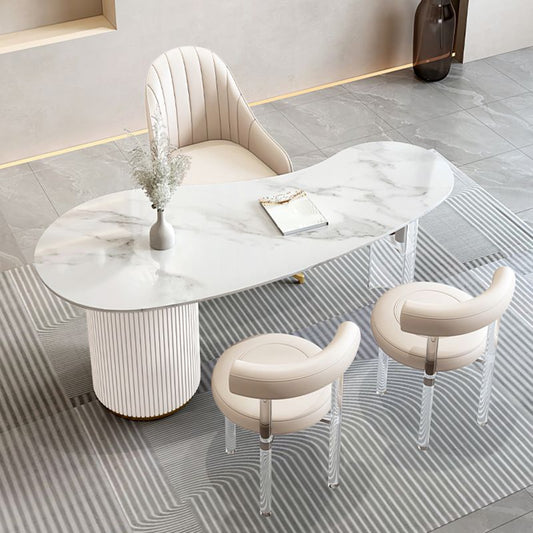 Glam Stone Writing Desk Acrylic Pedestal Office Desk with 3 Drawers Clearhalo 'furn' 'furn_office_desk' 'Furniture' 'Office Desks' 'Office Furniture' 'office_desk' 1200x1200_2ed033ed-998a-4dd4-9335-26341e7b8ed4