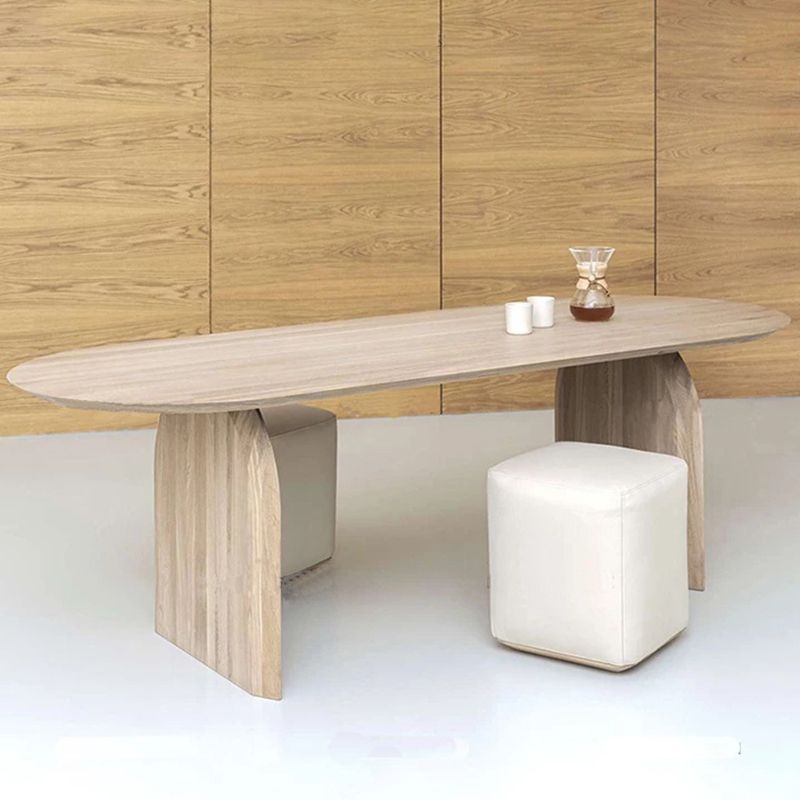 Oval Pine Solid Wood Table Modern Dining Table with Wooden Double Pedestal for Restaurant Clearhalo ' dining_table' 'Dining Tables & Seating' 'Dining Tables' 'furn' 'furn_dining_table' 'Furniture' 'furniture_dining_table' 'Kitchen & Dining Furniture' 'kitchen&dining_furn' 'kitchen' 'kitchen_dining_table' 1200x1200_2ed255ac-7e3a-4e46-964d-2f2d220be9db