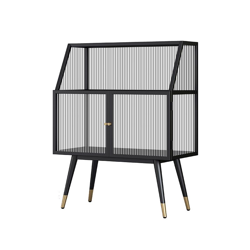 Matte Finish Glam Dining Server Kitchen Sideboard with Glass Doors Clearhalo 'buffet_sideboard' 'Buffets & Sideboards' 'furn' 'furn_buffet_sideboard' 'Furniture' 'Kitchen & Dining Furniture' 1200x1200_2ed34163-cf3f-4299-88b9-de0cc54fe37e