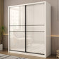 Sliding Door Wardrobe Closet White Wood Wardrobe Armoire with Shelves