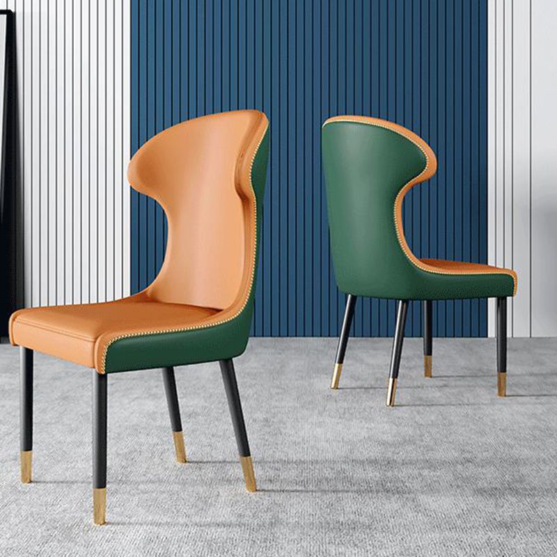 Scandinavian Style Wingback Side Chair Leather Dining Armless Chairs for Home Use Clearhalo ' kitchen&dining_furn' 'Dining Chairs' 'Dining Tables & Seating' 'dining_chair' 'furn' 'furn_dining_chair' 'Furniture' 'furniture_dining_chair' 'Kitchen & Dining Furniture' 'kitchen' 1200x1200_2ed73e88-1790-4d07-9089-da0dd9bb3454