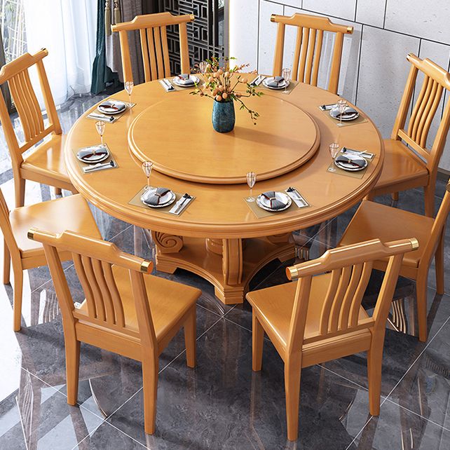 Round Solid Wood Dining Table Modern Turntable Furniture with Pedestal Base Clearhalo 'Dining Tables & Seating' 'Dining Tables' 'dining_table' 'furn' 'furn_dining_table' 'Furniture' 'furniture_dining_table' 'Kitchen & Dining Furniture' 'kitchen' 'kitchen_dining_table' 1200x1200_2ed81a2d-80d3-4706-826b-6df5bd0ee0d7