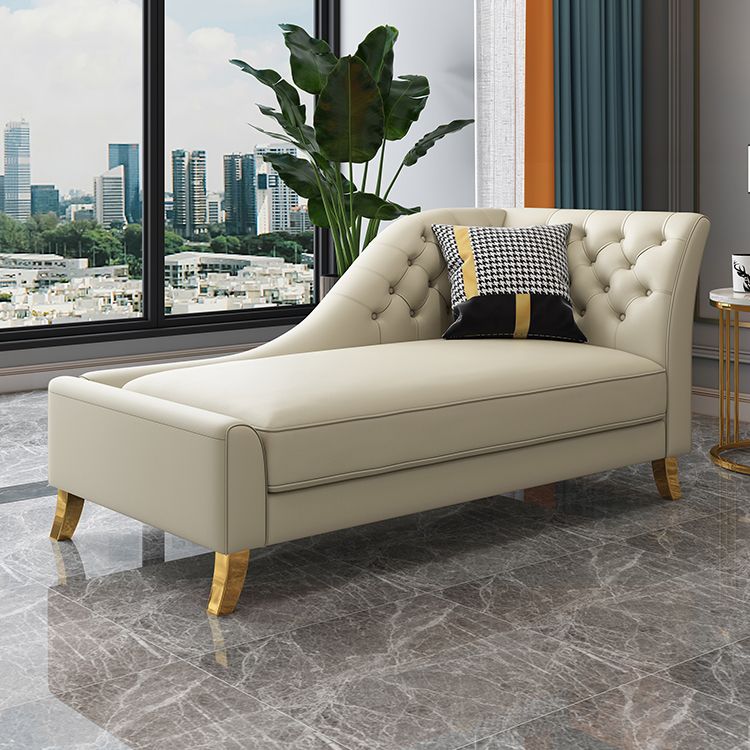 Glam Style Solid Color Genuine Leather Rolled Arms Chaise Chair with Tufted Clearhalo 'Chairs & Seating' 'Chaise Lounge' 'chaise_lounge' 'furn' 'furn_chaise_lounge' 'Furniture' 'Living Room Furniture' 1200x1200_2ed9603c-df0d-4e92-a442-0528ae70ff5c