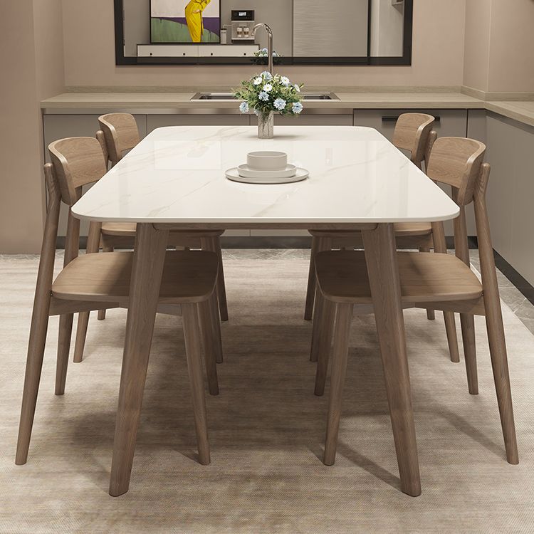 Medieval Modern Sintered Stone Top Dining Table Rectangle Table with Wooden 4 Legs Clearhalo 'Dining Tables & Seating' 'Dining Tables' 'dining_table' 'furn' 'furn_dining_table' 'Furniture' 'furniture_dining_table' 'Kitchen & Dining Furniture' 'kitchen' 'kitchen_dining_table' 1200x1200_2edadce3-a929-43ce-aa23-4931bab7ce84