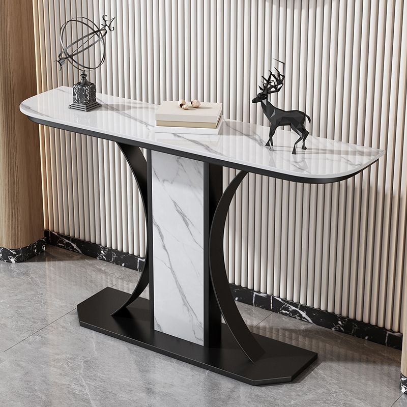 Tabella della console in pietra larga 11,8 "Tabella resistenti a mezza luna tavolino