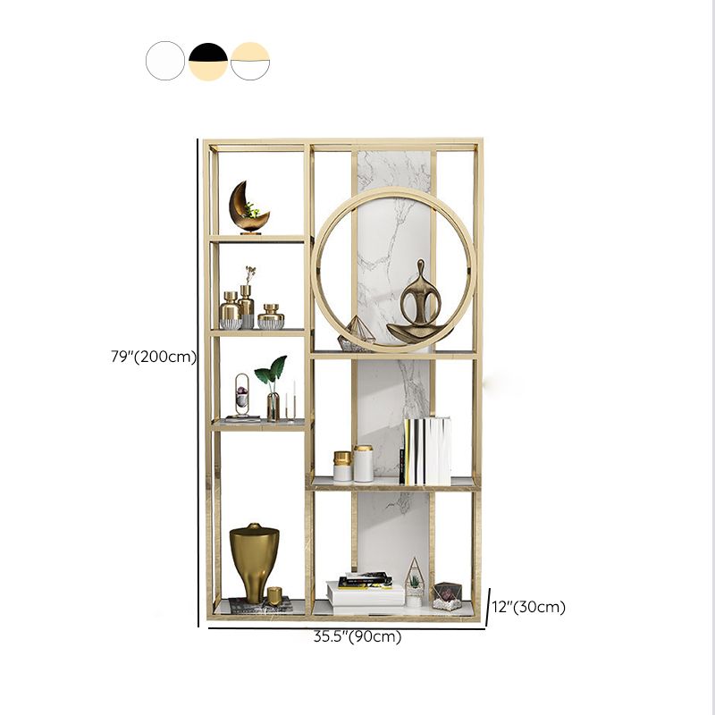 Glam Antique Finish Bookcase Metal Etagere Bookshelf with Shelves Clearhalo 'Bookcases' 'furn' 'furn_bookcases' 'Furniture' 'Office Furniture' 1200x1200_2edd78c0-d17c-4f3f-9de5-3c32ee687c0c