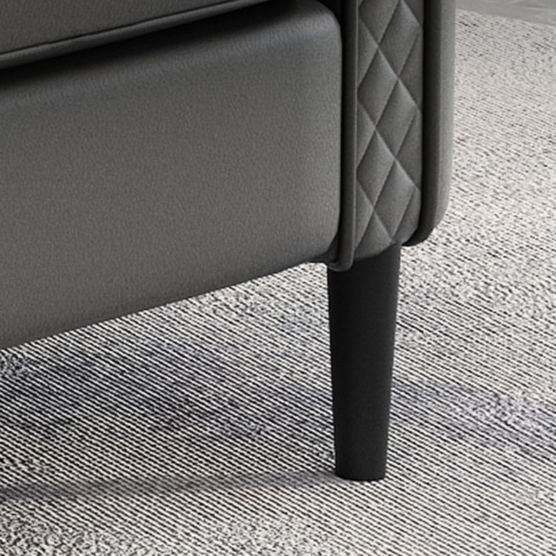 Modern Faux Leather Sofa Single Cushion Loose Back Sofa in Grey