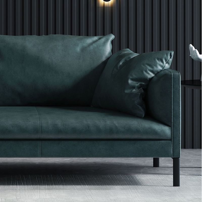 Divano stazionario in pelle grigia/verde divano con smoking a 3 posti con cuscini