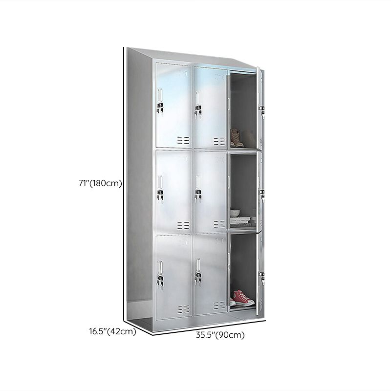 Chrome Steel Cabinet with Hinged Doors Modern Storage Cabinet for Bathroom