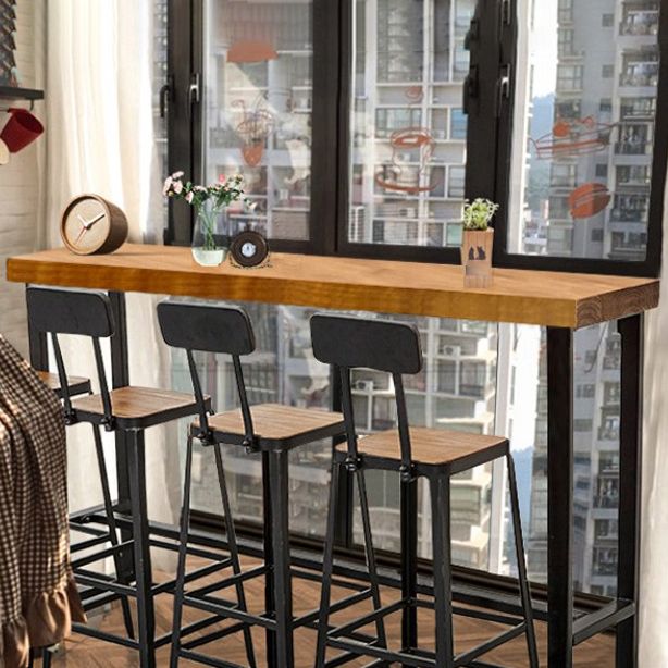 42-inch Height Bar Table Brown Wood Top Metal Base Bistro Table for Coffee Shop Clearhalo 'Bar Furniture' 'Bar Tables' 'bar_tables' 'furn' 'furn_bar_tables' 'Furniture' 'furniture_bar_tables' 'Kitchen & Dining Furniture' 1200x1200_2ee2af7e-33b9-4fcc-bfa5-6b4c41418009