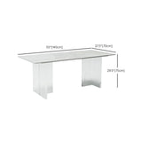 Tavolo da pranzo in pietra bianca con tavolo da pranzo moderno rettangolare con base in acrilico