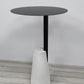Round Iron Top End Table Concrete Pedestal Sofa Side Accent Table
