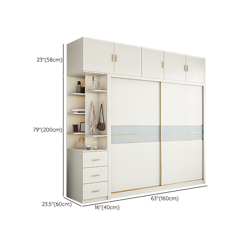 Contemporary Freestanding Wood Wardrobe Sliding Soft Close Doors in White Clearhalo 'Armoires & Wardrobes' 'armoires_wardrobes' 'Bedroom Furniture' 'furn' 'furn_armoires_wardrobes' 'Furniture' 1200x1200_2ee8783a-581c-41e0-99a2-9f2c742a7c97