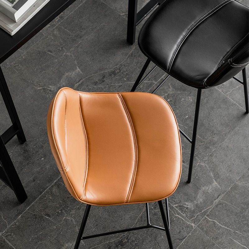 Modern Backrest Armless Counter Stool Iron Bistro Bar Stool with Leather Cushion