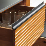 Tavolo da cucina moderno in pietra nera con base in legno massello e cassetti