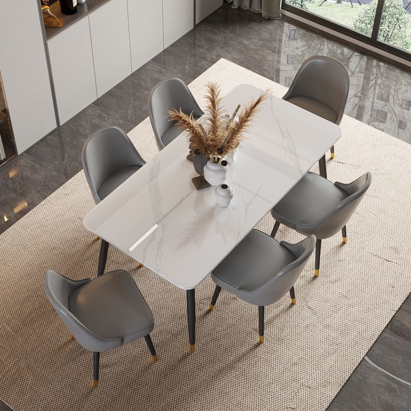 Scandinavian Dining Room Furniture Set Sintered Stone Rectangular Dining Table with Metal Base Clearhalo 'Dining Room Sets' 'Dining Tables & Seating' 'dining_room_set' 'furn' 'furn_dining_room_set' 'Furniture' 'furniture_dining_room_set' 'Kitchen & Dining Furniture' 'kitchen&dining_furn' 'kitchen' 1200x1200_2eeb304f-879c-49da-bc09-1f7e74402fdb