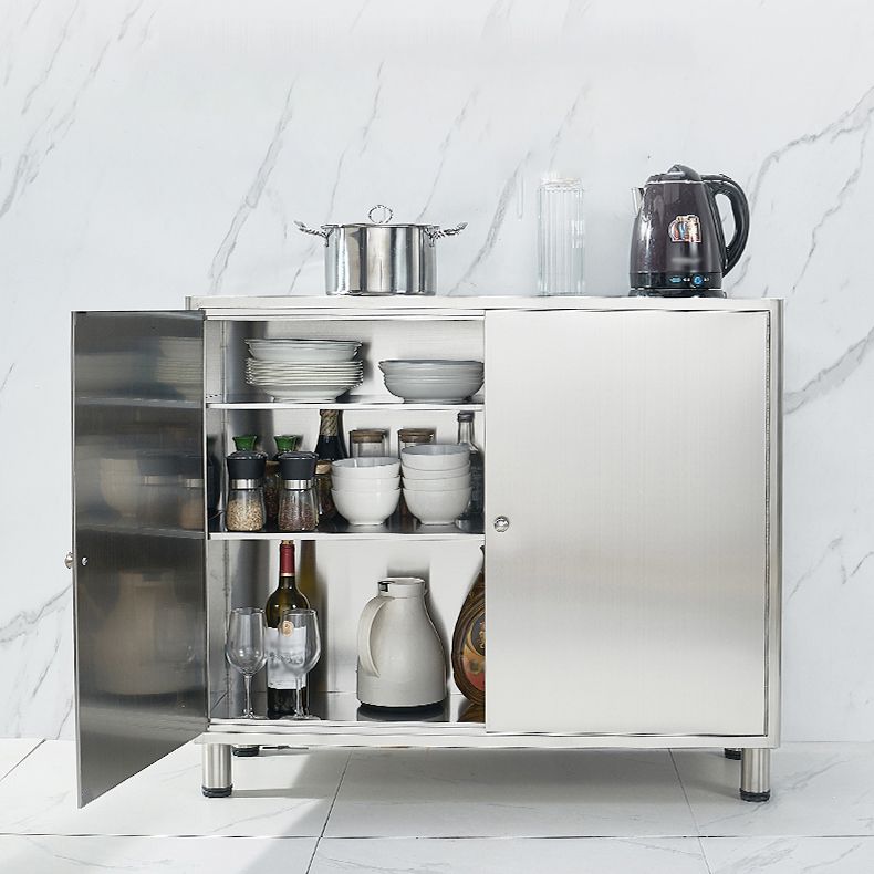 Stainless Steel Kitchen Sideboard Cabinet Modern Server Cabinet with Storage Clearhalo 'buffet_sideboard' 'Buffets & Sideboards' 'furn' 'furn_buffet_sideboard' 'Furniture' 'furniture_buffet_sideboard' 'Kitchen & Dining Furniture' 1200x1200_2eed26d9-f15b-4e7d-9835-3df3670fbbcc