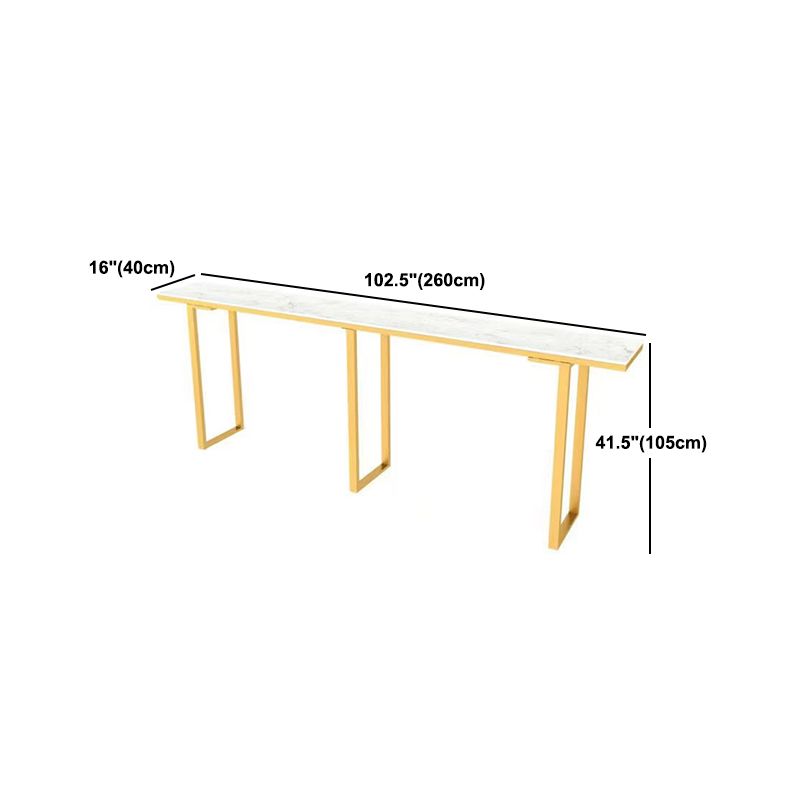 Tavolo da bar rettangolare con piano in marmo artificiale Tavolo da bar di lusso con base in metallo color oro