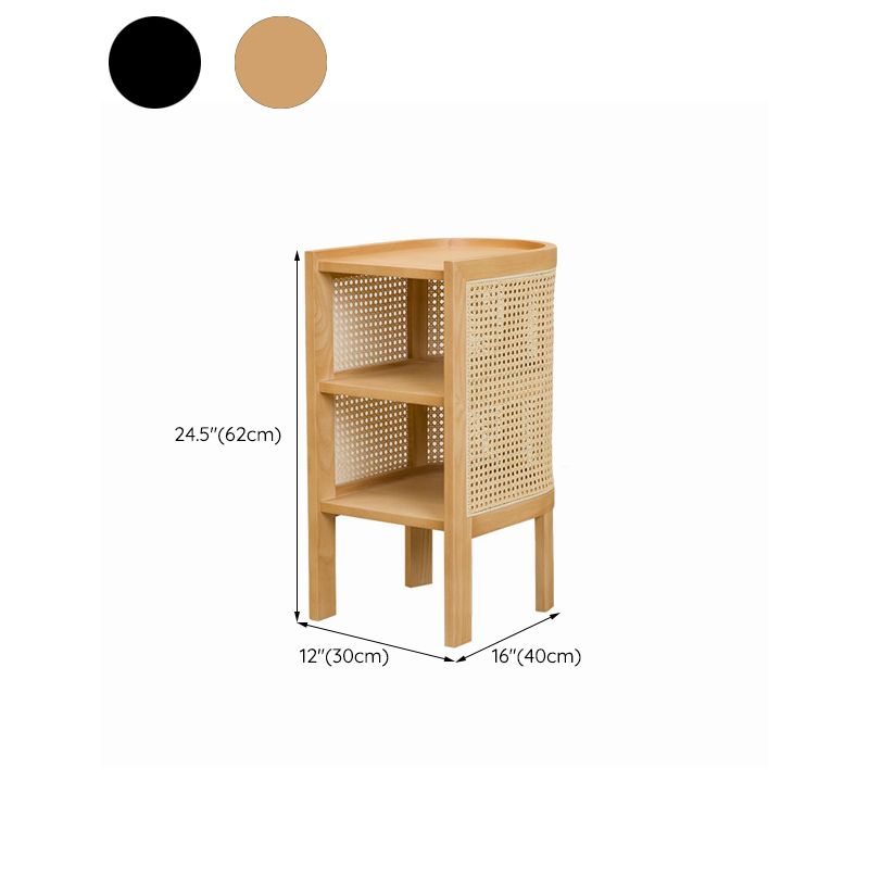 15" Wide Side Table 4 Legs Solid Wood Accent Side Table with Storage