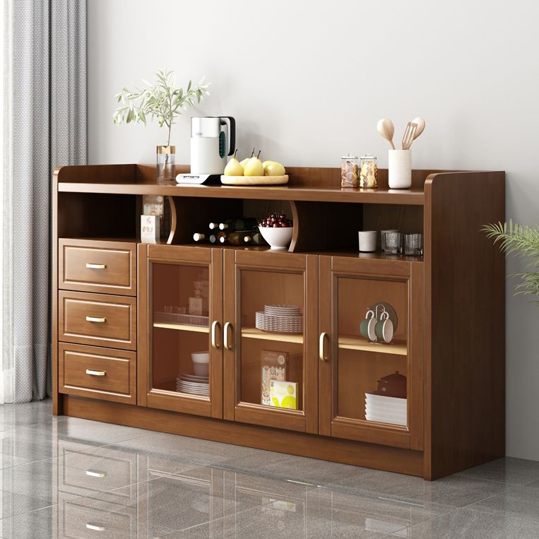 3-Drawer Rubber Wood Sideboard Glam Open Storage Credenza for Living Room Clearhalo 'buffet_sideboard' 'Buffets & Sideboards' 'furn' 'furn_buffet_sideboard' 'Furniture' 'furniture_buffet_sideboard' 'Kitchen & Dining Furniture' 1200x1200_2ef173f3-6d4e-4790-a095-2d518423fd72