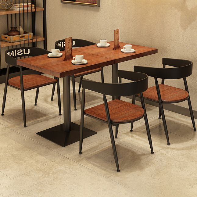 Solid Wood Industrial Dining Table Brown Square Table with Metal Base for Dinning Room Clearhalo ' dining_table' 'Dining Tables & Seating' 'Dining Tables' 'furn' 'furn_dining_table' 'Furniture' 'furniture_dining_table' 'Kitchen & Dining Furniture' 'kitchen&dining_furn' 'kitchen' 'kitchen_dining_table' 1200x1200_2ef1f98c-d792-4489-ade5-bba2706be08a