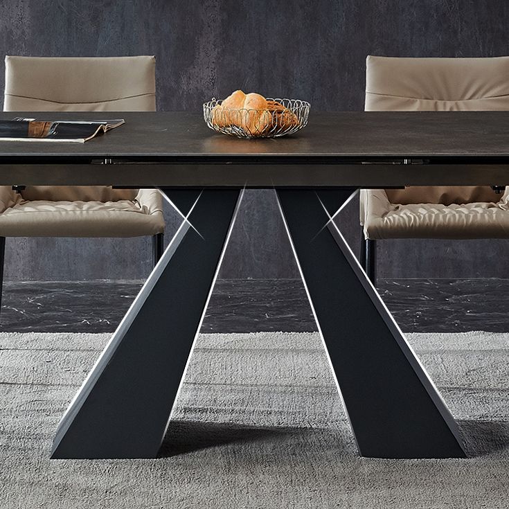 Modern Gray Dining Table Rectangle Sintered Stone Dining Table with Black Frame Clearhalo ' dining_table' 'Dining Tables & Seating' 'Dining Tables' 'furn' 'furn_dining_table' 'Furniture' 'furniture_dining_table' 'Kitchen & Dining Furniture' 'kitchen&dining_furn' 'kitchen' 'kitchen_dining_table' 1200x1200_2ef438bb-713d-4652-8c13-7f951b4540cb
