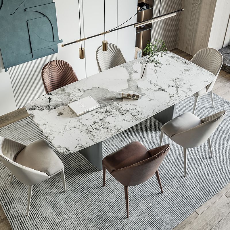 Rectangle Dining Table Set 1/4/7 Pcs Stone Dining Table with Upholstered Chairs Clearhalo 'Dining Room Sets' 'Dining Tables & Seating' 'dining_room_set' 'furn' 'furn_dining_room_set' 'Furniture' 'Kitchen & Dining Furniture' 1200x1200_2ef450a6-5853-4284-a947-0f42aa6f1c6f