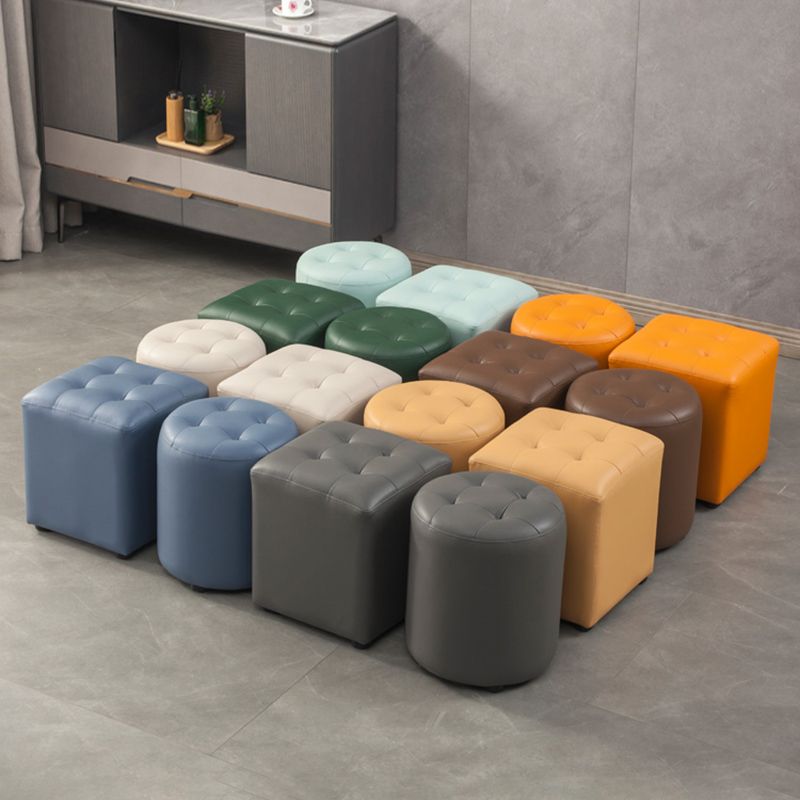 Contemporary Pouf Ottoman Genuine Leather Tufted Upholstered Solid Color Ottoman Clearhalo 'furn' 'furn_ottomans_poufs' 'Furniture' 'Living Room Furniture' 'Ottomans & Poufs' 'ottomans_poufs' 1200x1200_2ef4a01c-c3eb-42e9-9859-64a253284159