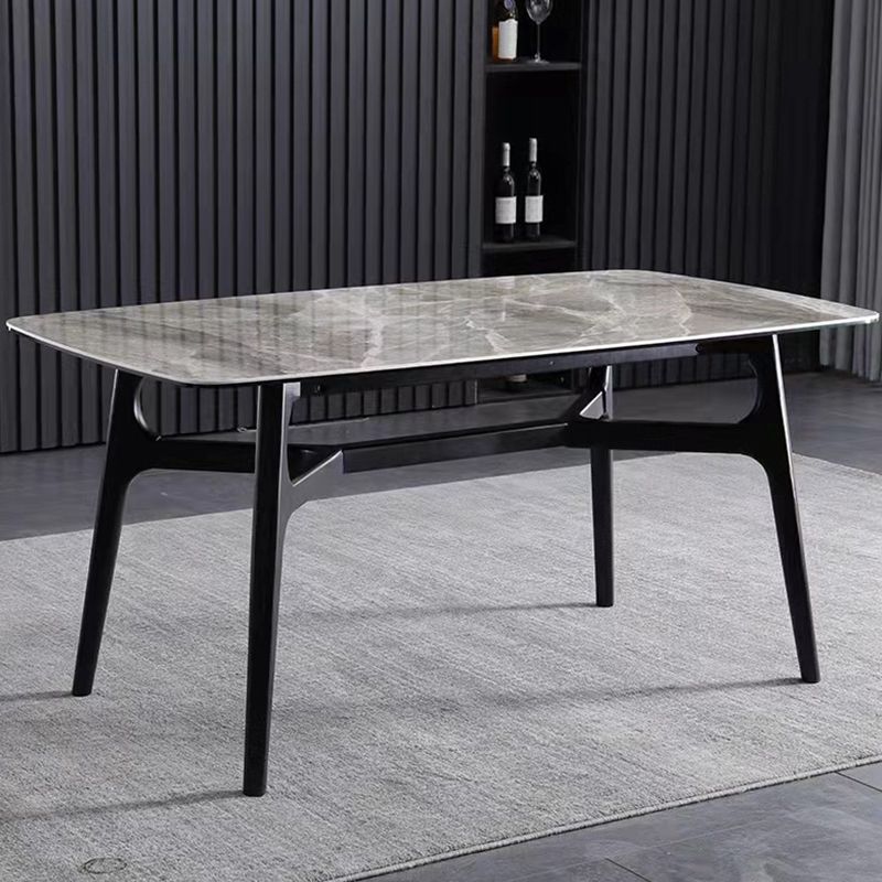 Industrial Rectangle Dining Table Gray Stone Top Table with Black Frame Clearhalo 'Dining Tables & Seating' 'Dining Tables' 'dining_table' 'furn' 'furn_dining_table' 'Furniture' 'Kitchen & Dining Furniture' 1200x1200_2ef7648d-b2bf-47d9-9d60-f9c3808a6907