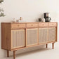 Simple Style Rattan Doors Cupboard Wood 32-inch Height Kitchen Sideboard for Dining Room Clearhalo 'buffet_sideboard' 'Buffets & Sideboards' 'furn' 'furn_buffet_sideboard' 'Furniture' 'furniture_buffet_sideboard' 'Kitchen & Dining Furniture' 1200x1200_2ef820d6-2763-448d-b1f6-0bb931d356f6